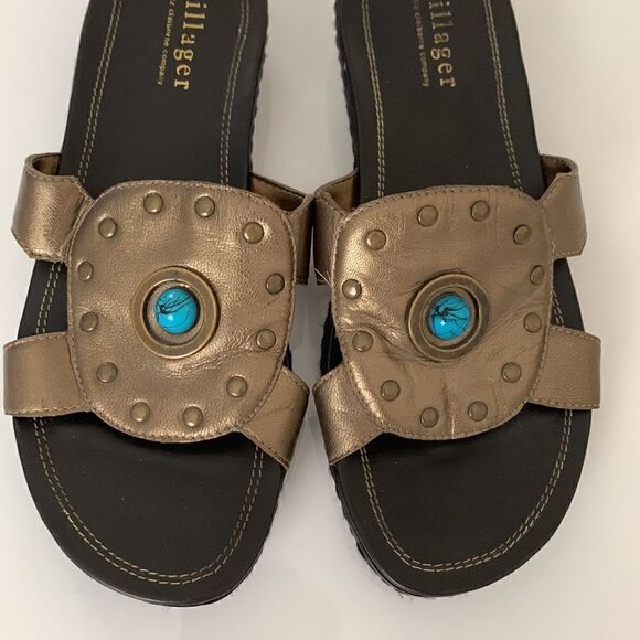 Villager Women’s Leather Upper Slip On Sandals Size 6,5 - Picture 2 of 8